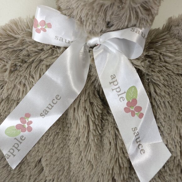 Apple Sauce Flat Nummy Gray Bunny Lovey Plush Toy Security Blanket - Picture 5 of 9